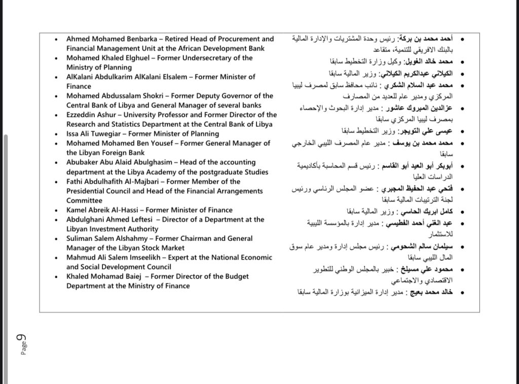من ضمنهم أعضاء بمنظمة الصالون الاقتصادي.. عدد من الخبراء يوجهون رسالة هامة بخصوص الوضع الاقتصادي بليبيا